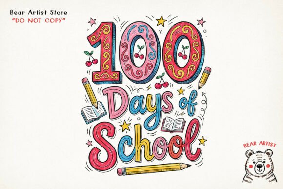 100 Days of School Bold Letters, Back to School PNG