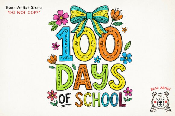 100 Days of School Colorful, Back to School PNG: A Creative Resource for Educators and Designers