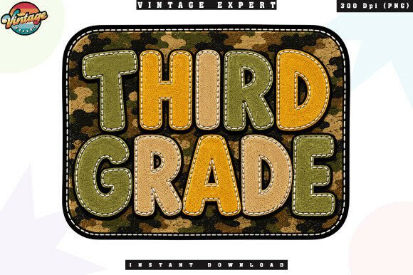 3rd Grade School Badge Patchwork PNG for Bold Designs