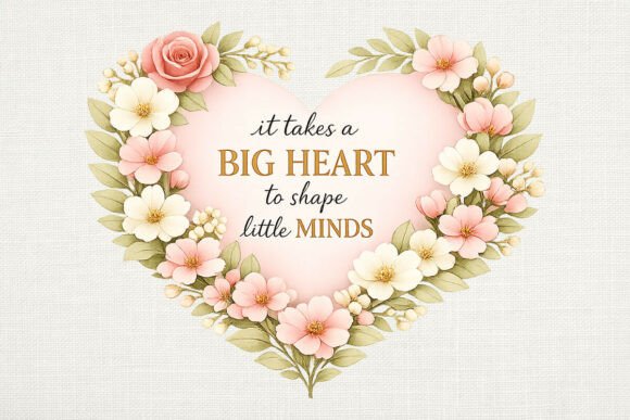 Big Heart Teacher Quote PNG Gift