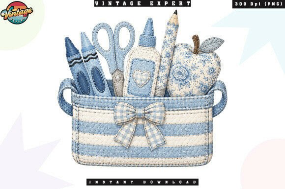 Blue Teacher Supply Basket Coquette PNG: What to Know Before You Download