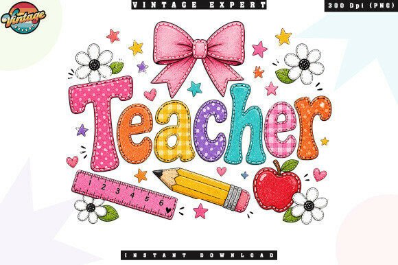 Bringing the Coquette Trend to the Classroom with Cute Teacher Coquette Bow Patchwork PNG