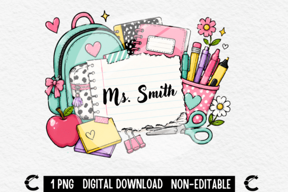 Custom Teacher Name Cute School Bag Design