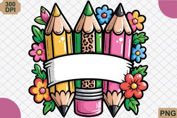 Custom Teacher Name Pencil Frame PNG