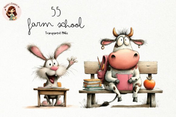 Evaluating Whimsical Farm School PNG Clipart for Educational and Creative Projects