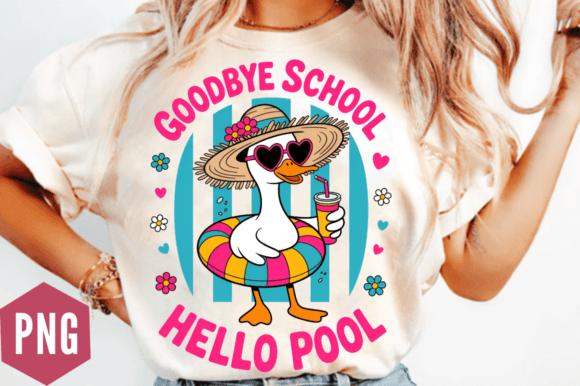 Goodbye School Hello Pool Summer PNG Des