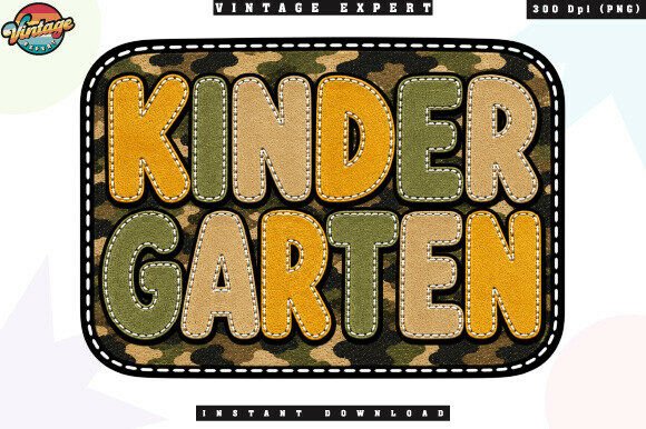 Kinder Garten Camo Patchwork PNG for Bold School Designs