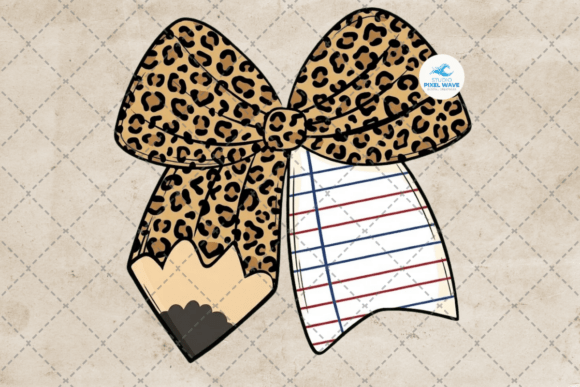 Leopard Teacher Coquette Pencil Bow Png: A Trendy Design Asset