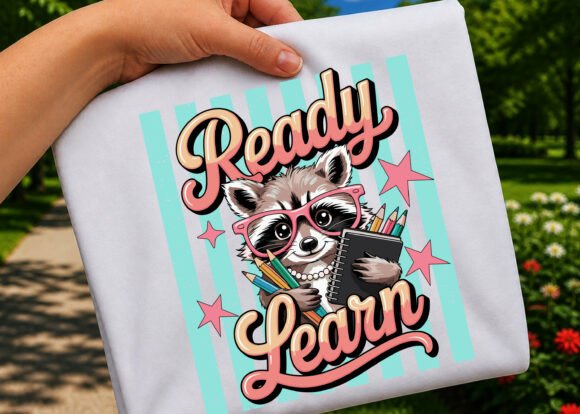 Preppy Raccoon Ready to Learn PNG for Creative Projects
