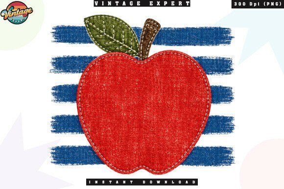 Retro Teacher Apple Patchwork PNG Design