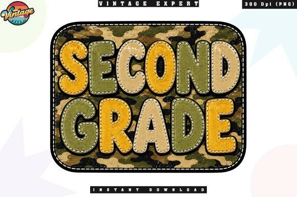 Second Grade Camo School Patchwork PNG: A Smart Choice for Back-to-School Designs