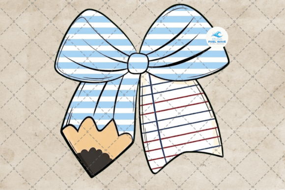 Striped Teacher Coquette Pencil Bow Png for Creative Projects