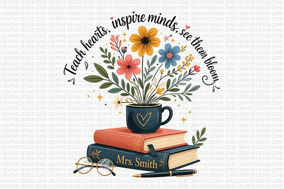 Teach Inspire Grow Teacher PNG Design