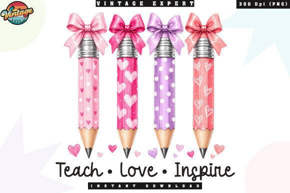 Teach Love Inspire Pencil Bow PNG: Creative Teacher Designs