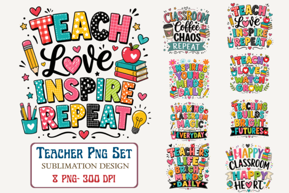 Teacher Png Sublimation Bundle: Creative Classroom Designs