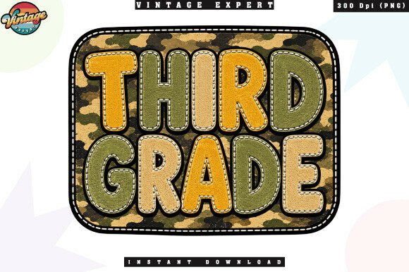 Third Grade Camo School Patchwork PNG Design